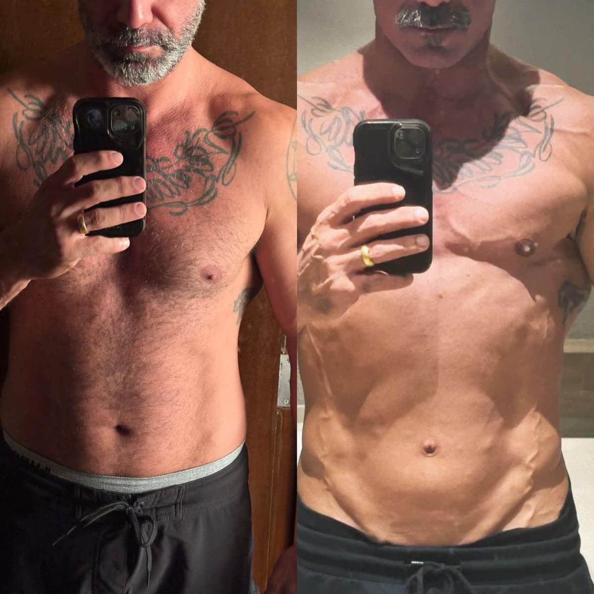 Antes e depois do próprio Rodrigo Canedo — recomposição corporal pelo método PCS